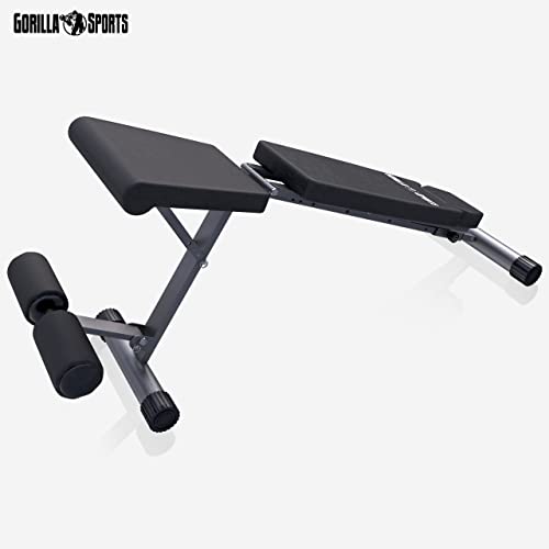 GORILLA SPORTS® Hantelbank - Klappbare, 8-Fach Rückenlehne und 4-Fach Sitz Verstellbar, bis 200 kg Belastbar, Multifunktion, mit Beinhalterung - Trainingsbank, Flachbank, Schrägbank, Negativbank - 9