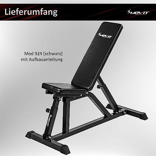 MOVIT® Schrägbank, Sitz und Rückenlehne mehrfach verstellbar, Hantelbank Multifunktionsbank Heim-Trainingsgerät Home-Gym, schwarz - 3