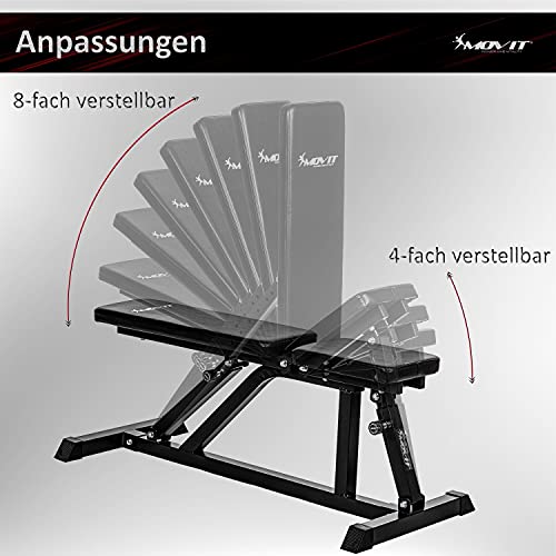 MOVIT® Schrägbank, Sitz und Rückenlehne mehrfach verstellbar, Hantelbank Multifunktionsbank Heim-Trainingsgerät Home-Gym, schwarz - 5