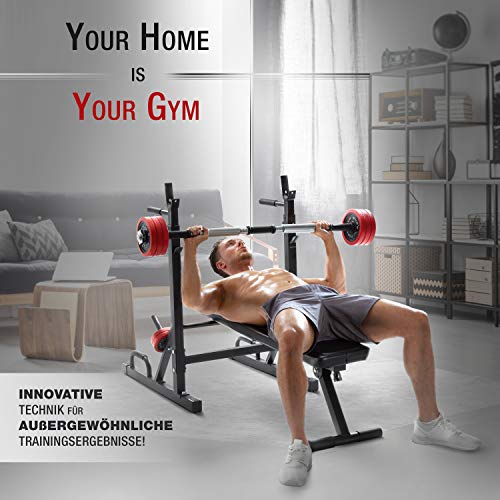 Sportstech Innovative 21in1 Hantelbank inkl. Hantelscheibenständer & Liegestützgriffe | smartes Faltsystem | Trainingsbank BRT300 klappbar | Anti-Rutsch-Füße | EVA-Polster & (BRT300) - 9