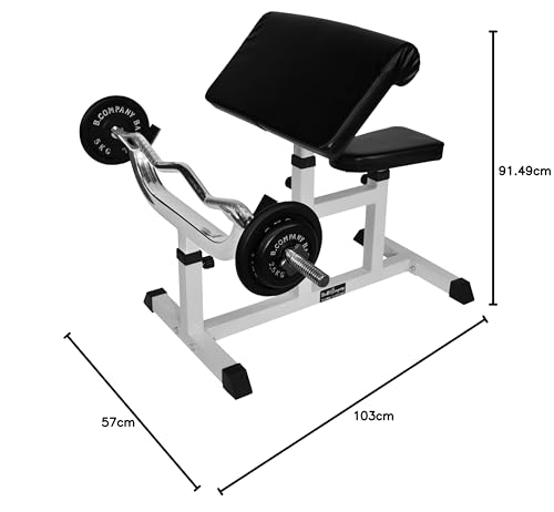 Bad Company Scott Curler I Hantelbank für isoliertes Bizeps- und Unterarmtraining mit SZ-Hanteln und Langhantelstangen - 9