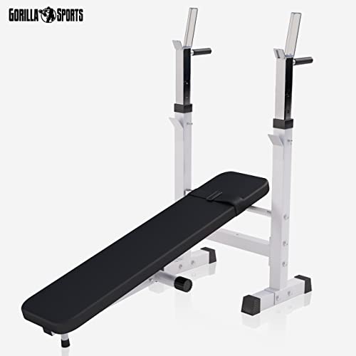 GORILLA SPORTS® Hantelbank mit Ablage - Dip-Station, Verstellbare Höhe und Neigungswinkel, Klappbar, bis 200 kg, Schwarz oder Weiß - Drückerbank, Flachbank, Multifunktion, Trainingsbank - 2