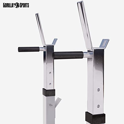 GORILLA SPORTS® Hantelbank mit Ablage - Dip-Station, Verstellbare Höhe und Neigungswinkel, Klappbar, bis 200 kg, Schwarz oder Weiß - Drückerbank, Flachbank, Multifunktion, Trainingsbank - 3