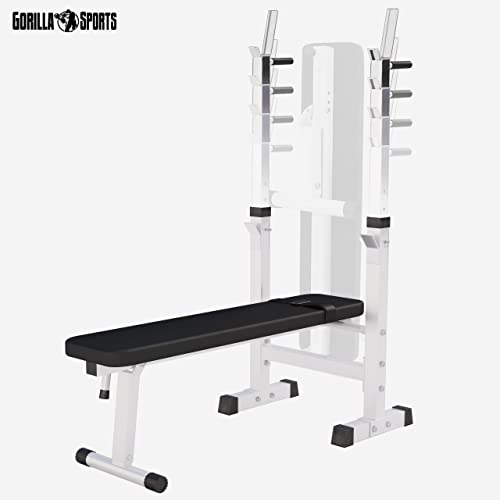 GORILLA SPORTS® Hantelbank mit Ablage - Dip-Station, Verstellbare Höhe und Neigungswinkel, Klappbar, bis 200 kg, Schwarz oder Weiß - Drückerbank, Flachbank, Multifunktion, Trainingsbank - 4