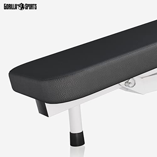 GORILLA SPORTS® Hantelbank mit Ablage - Dip-Station, Verstellbare Höhe und Neigungswinkel, Klappbar, bis 200 kg, Schwarz oder Weiß - Drückerbank, Flachbank, Multifunktion, Trainingsbank - 7