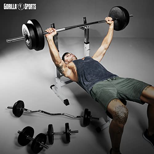 GORILLA SPORTS® Hantelbank mit Ablage - Dip-Station, Verstellbare Höhe und Neigungswinkel, Klappbar, bis 200 kg, Schwarz oder Weiß - Drückerbank, Flachbank, Multifunktion, Trainingsbank - 9