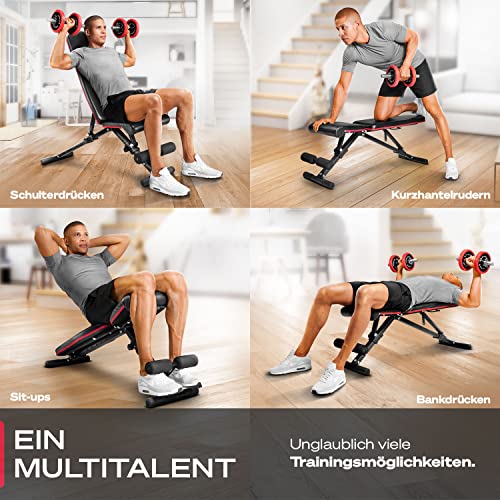 Sportstech Premium Hantelbank klappbar für Zuhause | Deutsche Qualitätsmarke | 40in1 Schrägbank & Flachbank | Bankdrücken, Rückentrainer & Fitness | sicheres Verstellsystem | BRT400 | Vergleichssieger - 3