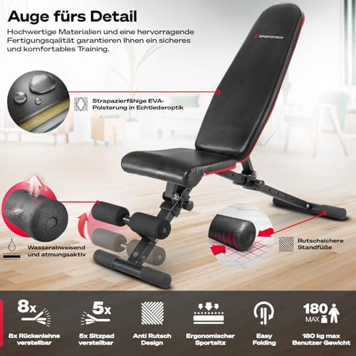 Sportstech Premium Hantelbank klappbar für Zuhause | Deutsche Qualitätsmarke - 8