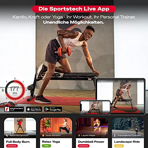Sportstech BRT500 verstellbare Hantelbank | 50in1 mit Premium Design aus EVA-Polster-Material | Trainingsbank klappbar |Anti-Rutsch-Füße | Liegestützgriffe| Fitness (BRT500 schwarz) - 6