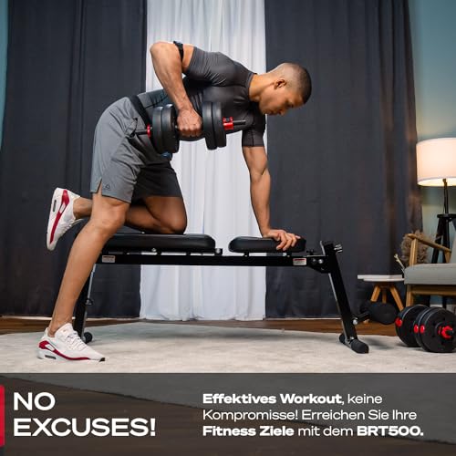 Sportstech BRT500 verstellbare Hantelbank | 50in1 mit Premium Design aus EVA-Polster-Material | Trainingsbank klappbar |Anti-Rutsch-Füße | Liegestützgriffe| Fitness (BRT500 schwarz) - 7