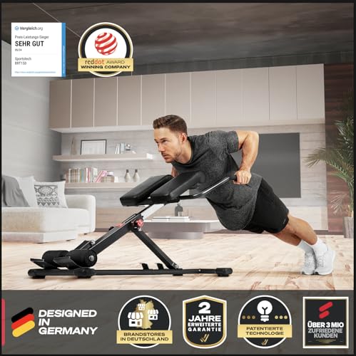 Sportstech 6in1 Bauch- und Rückentrainer | Deutsche Qualitätsmarke | Krafttraining Zuhause | Rückenstrecker verstellbar | Bauch Beine Po Trainingsgerät für Home Gym | BRT150 | Preis-Leistungs-Sieger - 7
