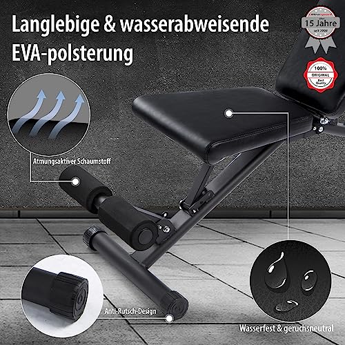 Ultrasport Universal-Hantelbank, Trainingsbank klappbar und belastbar bis 500 kg, vielseitig zuhause einsetzbar als Fitnessbank oder Bauchmuskeltrainer und bei Nichtgebrauch schmal zusammenklappbar - 4