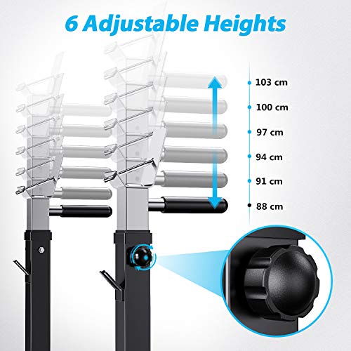 WINNOW Verstellbare Hantelbank mit Dip-Station Klappbare Schwerlast Gewichtheben Bank Heimtraining Fitnessstudio Multifunktion Trainingsbank - 4