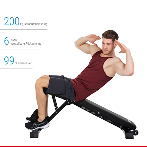 HAMMER Hantelbank Force 2.0, Schrägbank, Negativ-Einstellung, 99% vormontiert, 200 kg Gewichtsbelastung, Transportrollen, 123 x 52 x 120 - 2