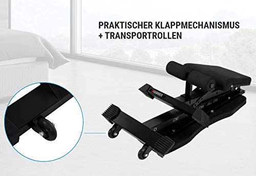 HAMMER Hantelbank Force 2.0, Schrägbank, Negativ-Einstellung, 99% vormontiert, 200 kg Gewichtsbelastung, Transportrollen, 123 x 52 x 120 - 4