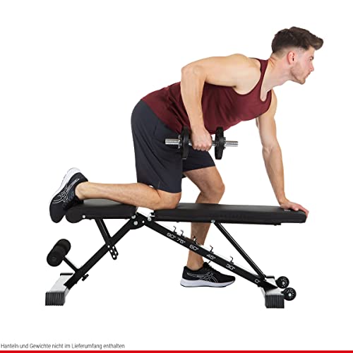 HAMMER Hantelbank Force 2.0, Schrägbank, Negativ-Einstellung, 99% vormontiert, 200 kg Gewichtsbelastung, Transportrollen, 123 x 52 x 120 - 8