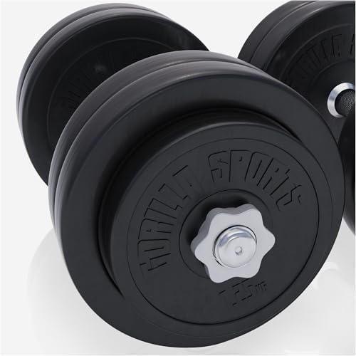 GORILLA SPORTS® Kurzhantelset 20kg/30kg – 2er Set, Ø 30mm, 2X Kurzhantelstangen, mit 4 Sternverschlüsse - 2