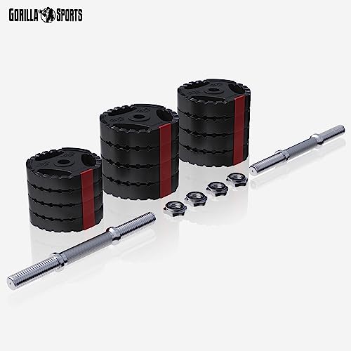 GORILLA SPORTS® Kurzhantelset - 20 kg oder 30 kg, Ø 30mm, 2 Kurzhantelstangen mit 4 Sternverschlüssen, Griff gerändelt, Kunststoff - Hantelset, Gewichte, Kurzhanteln 2er Set, Kurzhantel Set - 2