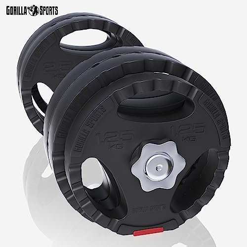 GORILLA SPORTS® Kurzhantelset - 20 kg oder 30 kg, Ø 30mm, 2 Kurzhantelstangen mit 4 Sternverschlüssen, Griff gerändelt, Kunststoff - Hantelset, Gewichte, Kurzhanteln 2er Set, Kurzhantel Set - 6