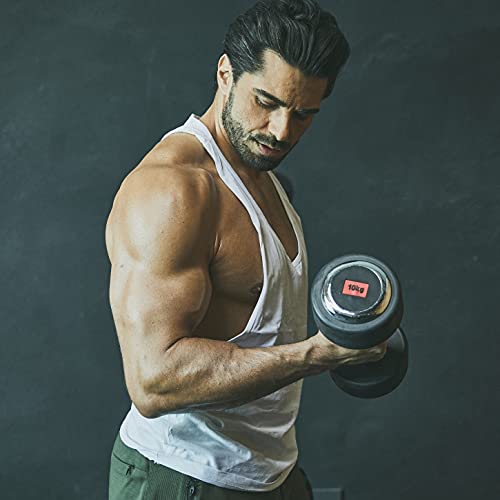 GORILLA SPORTS® Kurzhanteln - Einzeln / 2er Set, Gewichte von 2,5 bis 50 kg, mit/ohne Ablage, aus Gusseisen, Gummiert, Griff gerändelt, rutschfest - Rundhanteln, Kurzhantelset, Hantel Set, Dumbbells - 5