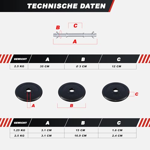 GORILLA SPORTS® Kurzhanteln 2er Set – 20kg Gewichte, mit Koffer, 8 Hantelscheiben aus Gusseisen - 6