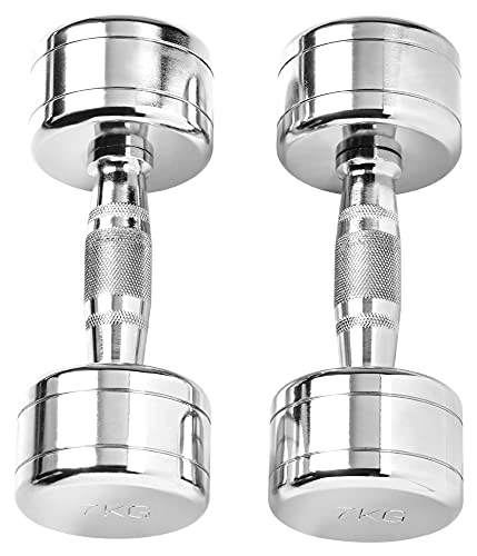 Bad Company Chrom Kurzhanteln I Gerändelte, verchromte und hochglanzpolierte Hanteln in verschiedenen Gewichtsabstufungen I 2 x 7 kg - 2