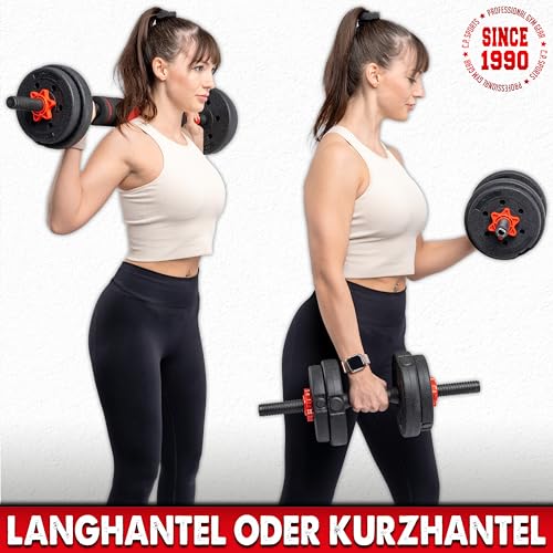 C.P.Sports 2in1 Kurzhantel & Langhantel Set 30kg / 40kg | Hantelscheiben – Gewichte – Hantelstangen | verstellbare Hanteln/Hantelset für Krafttraining, Fitness, Home Gym (schwarz) - 3