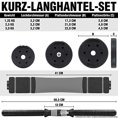 C.P.Sports 2in1 Kurzhantel & Langhantel Set 30kg / 40kg | Hantelscheiben – Gewichte – Hantelstangen | verstellbare Hanteln/Hantelset für Krafttraining, Fitness, Home Gym (schwarz) - 4