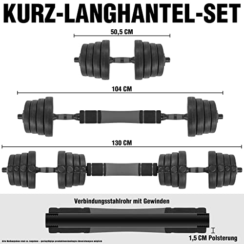C.P.Sports 2in1 Kurzhantel & Langhantel Set 30kg / 40kg | Hantelscheiben – Gewichte – Hantelstangen | verstellbare Hanteln/Hantelset für Krafttraining, Fitness, Home Gym (schwarz) - 5