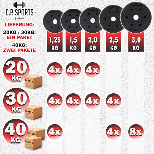 C.P.Sports 2in1 Kurzhantel & Langhantel Set 30kg / 40kg | Hantelscheiben – Gewichte – Hantelstangen - 7