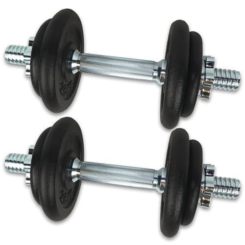 C.P.Sports Gusseisen Kurzhantelset 20KG im Koffer | 2er Set Kurzhanteln – 2 Hantelstangen + 8 Hantelscheiben + 4 Verschlüsse | Hanteln für Kraftsport, Hanteltraining, Bodybuilding, Fitness, Home Gym - 4