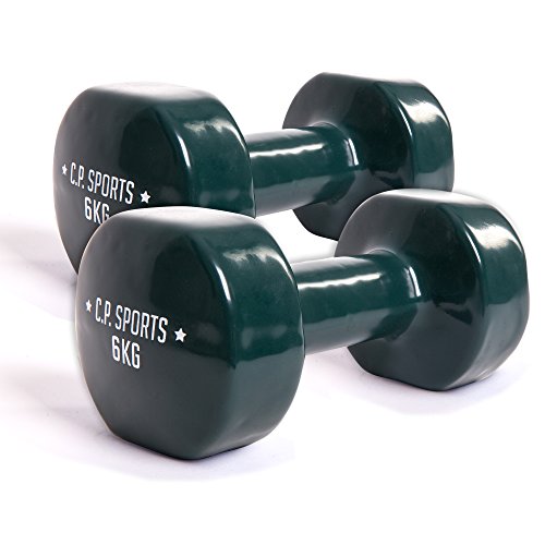 C.P.Sports Gymnastikhanteln + Fitness Handtuch mit Tasche | 2er Set - Kurzhanteln Gewichte | Hanteln/Dumbbells Damen/Herren | Hantelset für Sport, Fitness, Gymnastik, Kraftraining | 2X 6KG - 3