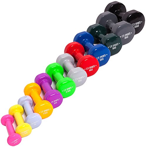 C.P.Sports Gymnastikhanteln + Fitness Handtuch mit Tasche | 2er Set - Kurzhanteln Gewichte | Hanteln/Dumbbells Damen/Herren | Hantelset für Sport, Fitness, Gymnastik, Kraftraining | 2X 6KG - 7