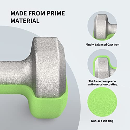 PROIRON Neopren Hanteln Kurzhanteln Frauen Hantelset Kleine Hantel Kurzhantel Set mit Ständer (6er-Set)(Rosa+Grün+Dunkelgrün/1kg+2kg+3kg) - 3