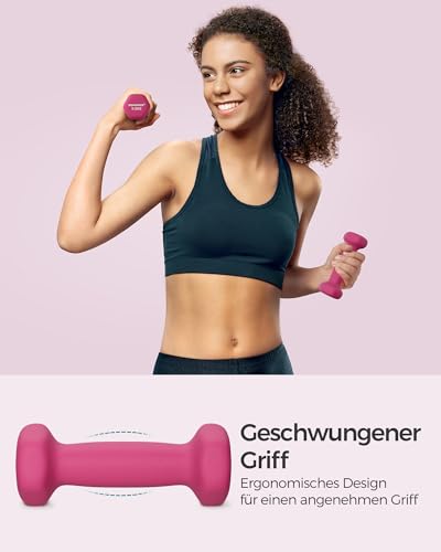 SONGMICS Hanteln 2er Set, 2 x 0,5 kg, Kurzhanteln mit matter Beschichtung aus Neopren, rutschfest, Fitness, Krafttraining, für Zuhause, Fitnessstudio, pink SYL61PK - 3