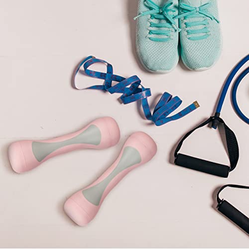 Relaxdays Hanteln verstellbar, 2er Set, einstellbare Gewichte 1kg, 1,5kg, 2kg, gummiert, Kurzhanteln für Frauen, rosa - 2