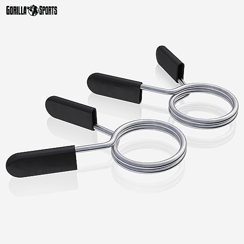 GORILLA SPORTS® Langhantel Set - 19,3 kg / 20 kg, Aerobic, 130 cm, 6 Hantelscheiben, 2x1,25kg, 2x2,5kg, 2x5kg Gewichte, 30mm, Gusseisen, Federverschlüsse - Hantelset, Pump Set, Langhantelset (19,3 kg) - 2