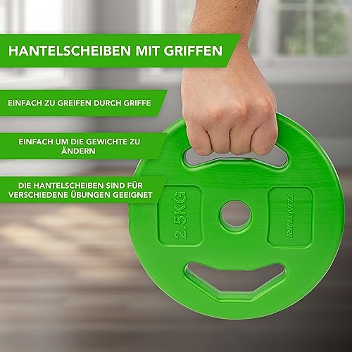 Tunturi Hantelset für Aerobic - Pumpset 20 kg - Hantelset, Hantelset mit Langhantel - Hantelscheiben und Federverschlüsse - Krafttraining - 5