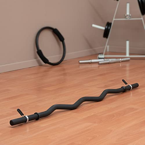 MAXXIVA Curlstange 120 cm Krafttraining Zugstange schwarz Federverschluss Workout Bodybuilding Fitness-Zubehör Gewichtheben - 2
