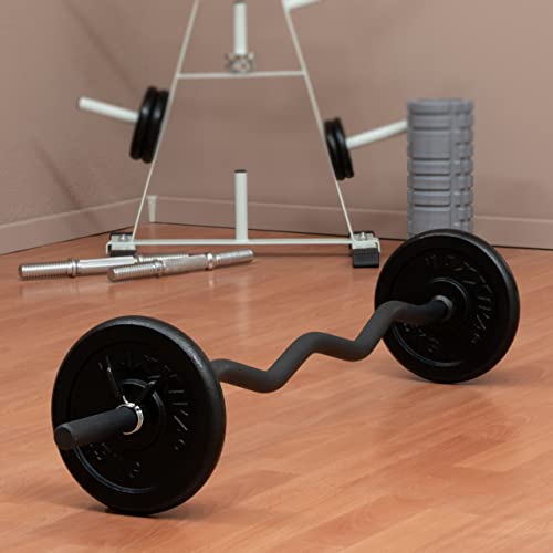 MAXXIVA Curlstange 120 cm Krafttraining Zugstange schwarz Federverschluss Workout Bodybuilding Fitness-Zubehör Gewichtheben - 4