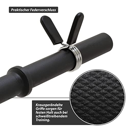 MAXXIVA Curlstange 120 cm Krafttraining Zugstange schwarz Federverschluss Workout Bodybuilding Fitness-Zubehör Gewichtheben - 5