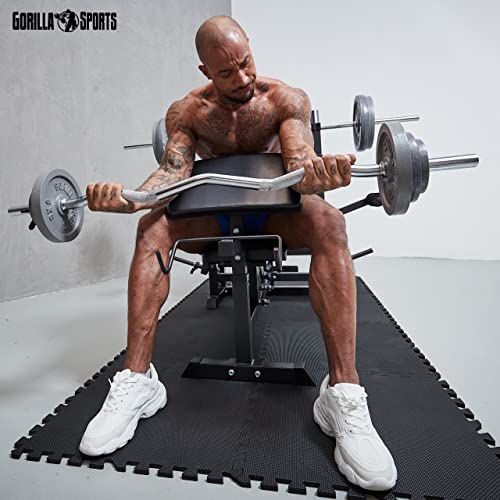 GORILLA SPORTS® SZ Curlstange - 120 cm, bis 180 kg Belastbar, 30/31 mm, mit 2 Federverschlüssen, aus Chrom, Gerändelt und Rutschfest - Langhantelstange, SZ-Stange, SZ Curlhantelstange - 9