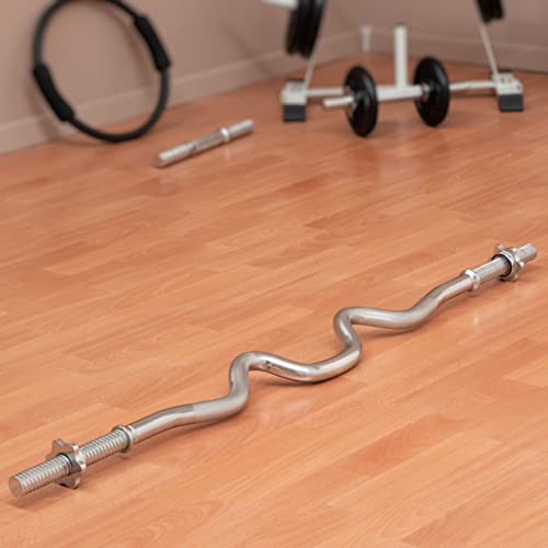 MAXXIVA® Super SZ Curlstange 120 cm Krafttraining Zugstange Stahl silber verchromt Sternverschluss Workout Bodybuilding Fitness Gewichtheben - 2