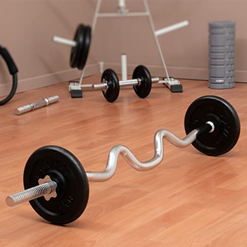 MAXXIVA® Super SZ Curlstange 120 cm Krafttraining Zugstange Stahl silber verchromt Sternverschluss Workout Bodybuilding Fitness Gewichtheben - 4