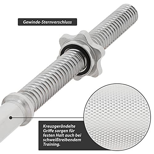 MAXXIVA® Super SZ Curlstange 120 cm Krafttraining Zugstange Stahl silber verchromt Sternverschluss Workout Bodybuilding Fitness Gewichtheben - 5