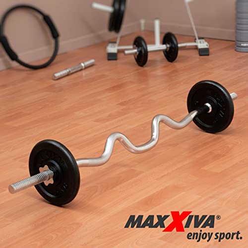 MAXXIVA® Super SZ Curlstange 120 cm Krafttraining Zugstange Stahl silber verchromt Sternverschluss Workout Bodybuilding Fitness Gewichtheben - 6
