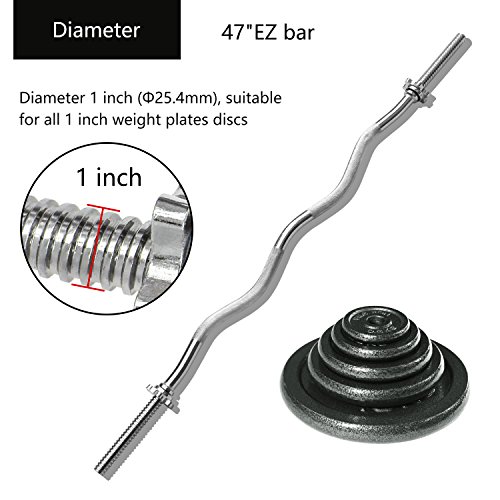 PROIRON SZ Curlstange Länge 120cm, Ø 25mm verchromt & gerändelt, SZ Hantelstange mit Sternverschlüssen, Curl Stange Langhantelstange - 3
