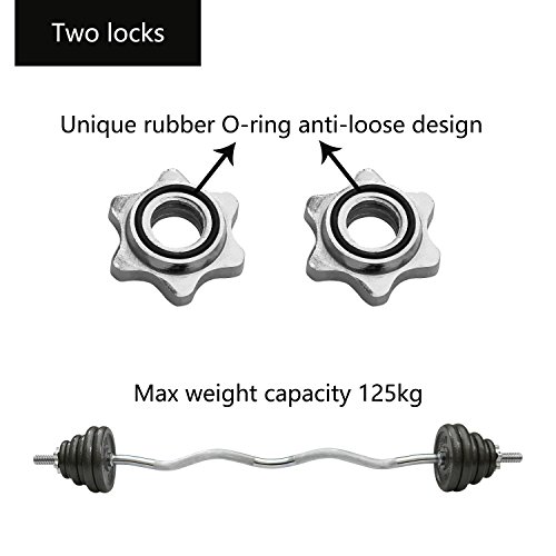 PROIRON SZ Curlstange Länge 120cm, Ø 25mm verchromt & gerändelt, SZ Hantelstange mit Sternverschlüssen, Curl Stange Langhantelstange - 4