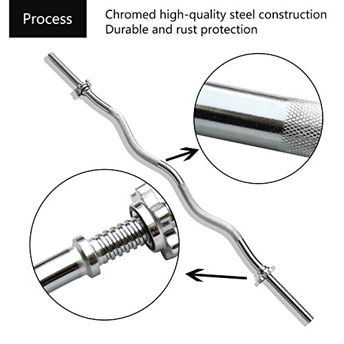 PROIRON SZ Curlstange Länge 120cm, Ø 25mm verchromt & gerändelt, SZ Hantelstange mit Sternverschlüssen, Curl Stange Langhantelstange - 5