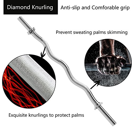 PROIRON SZ Curlstange Länge 120cm, Ø 25mm verchromt & gerändelt, SZ Hantelstange mit Sternverschlüssen, Curl Stange Langhantelstange - 6